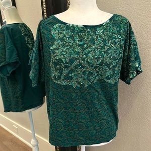 Anthropologie Language T-Shirt Top Soft Lounge Dolmen Sleeve Casual Luxury Small